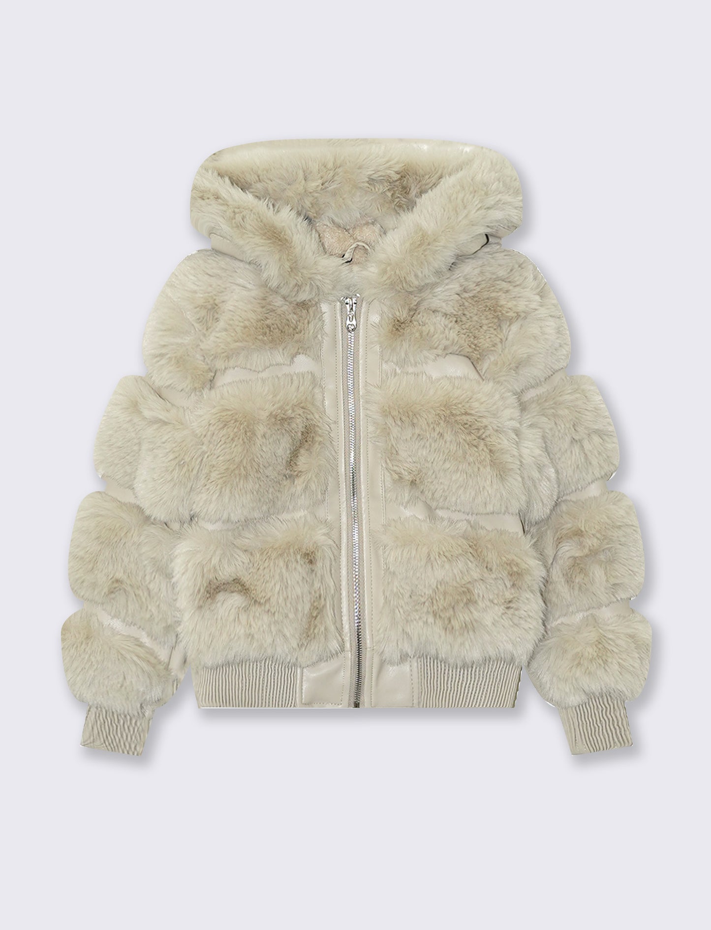 Giubbino in eco-pelle con pelliccia fashion - Beige
