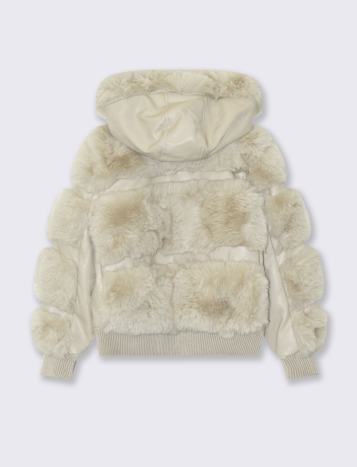 Giubbino in eco-pelle con pelliccia fashion - Beige