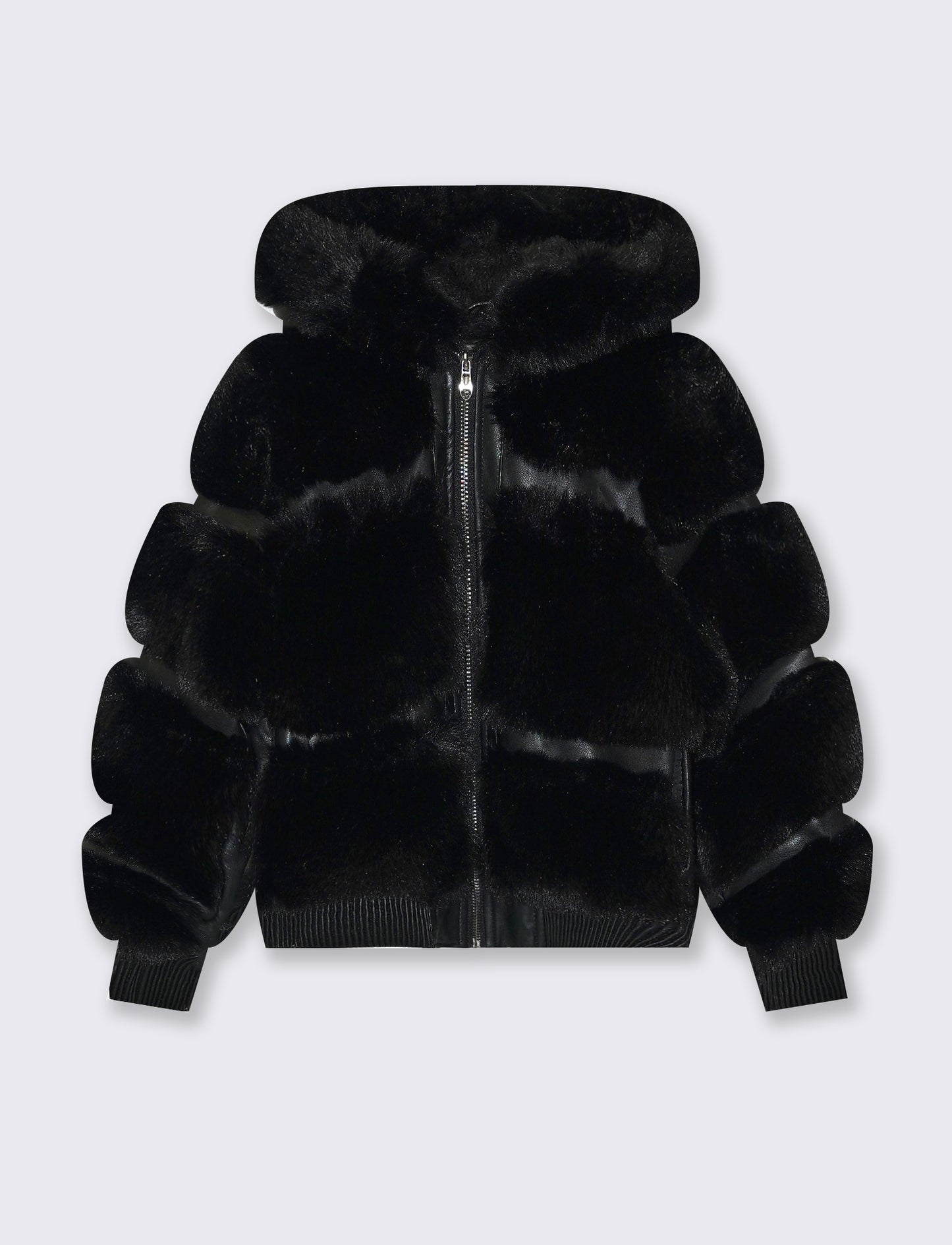 Giubbino in eco-pelle con pelliccia fashion - Nero