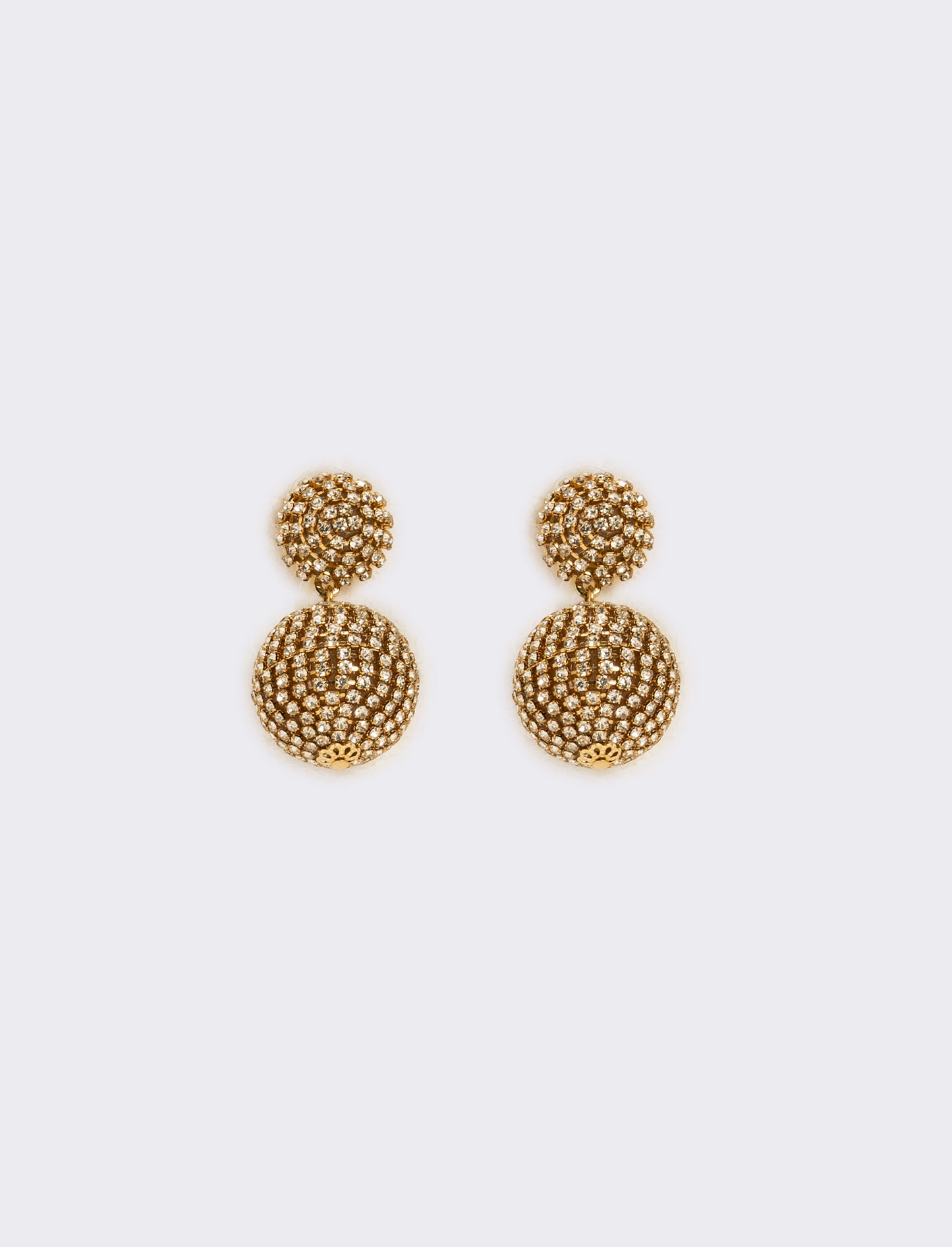 Orecchino doppia sfera con strass - Oro