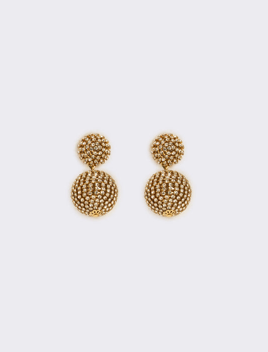 Orecchino doppia sfera con strass - Oro