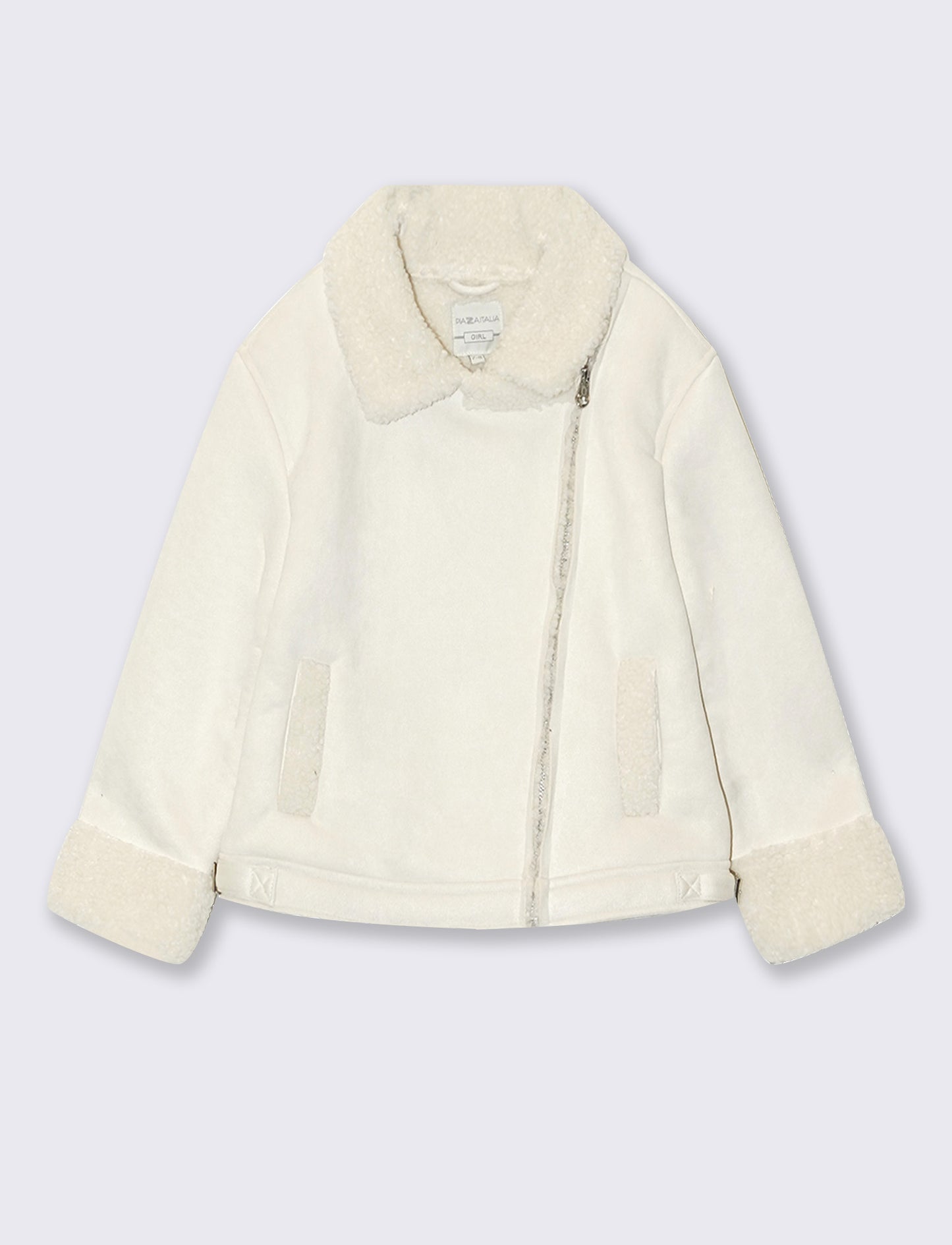 Giacca biker in camoscio per bambina - Beige