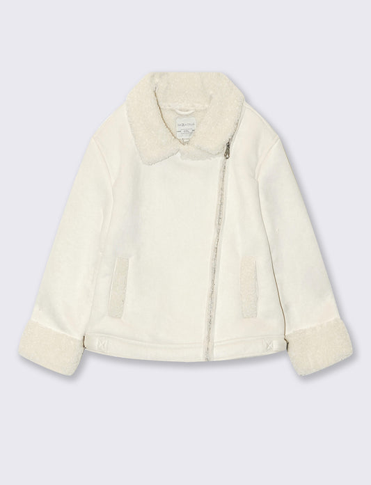 Giacca biker in camoscio per bambina - Beige
