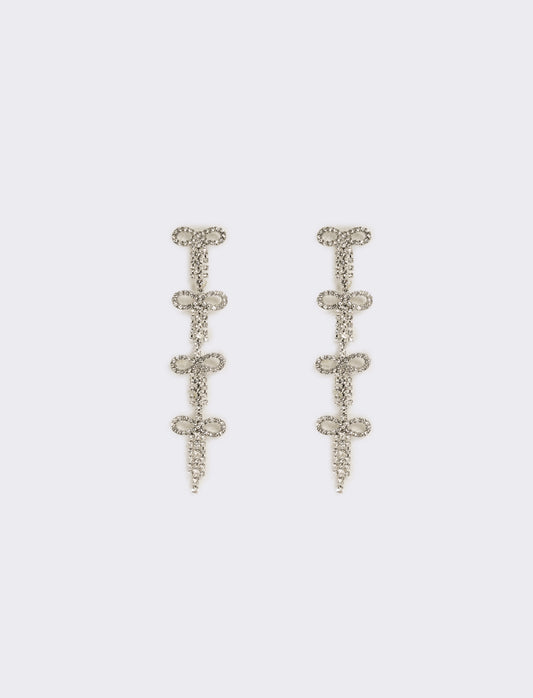 Orecchini fiocchi in strass - Argento