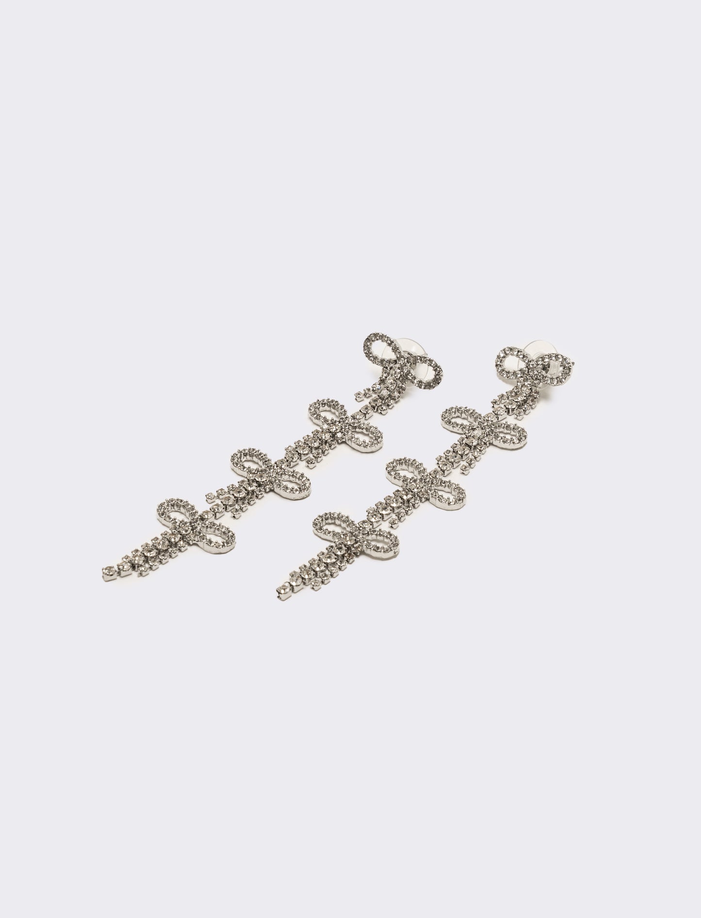 Orecchini fiocchi in strass - Argento