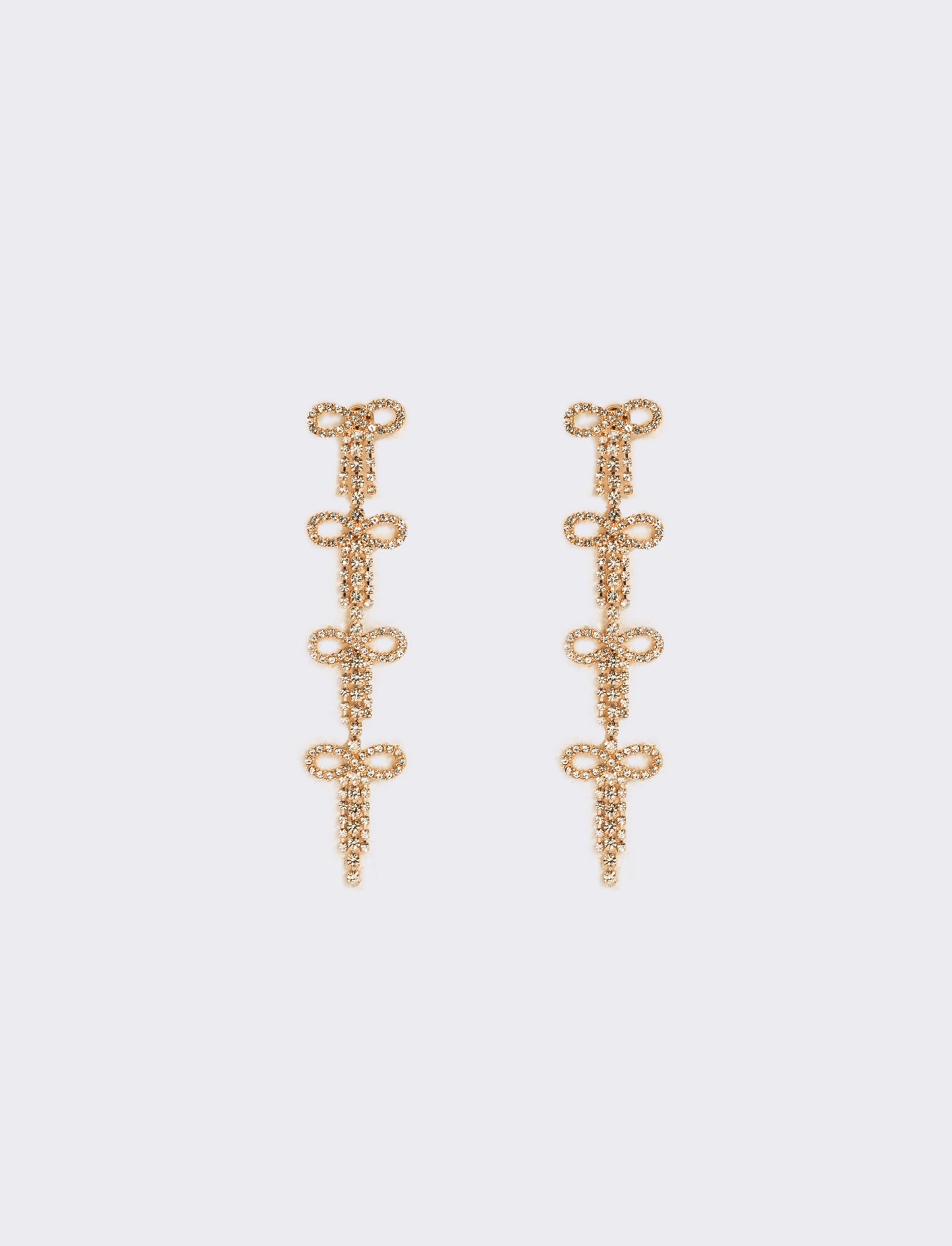 Orecchini fiocchi in strass - Oro rosa
