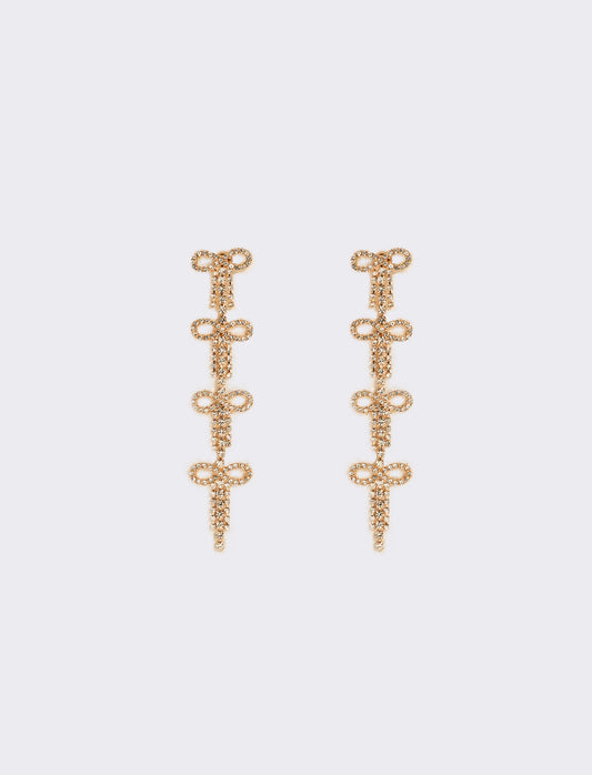 Orecchini fiocchi in strass - Oro rosa