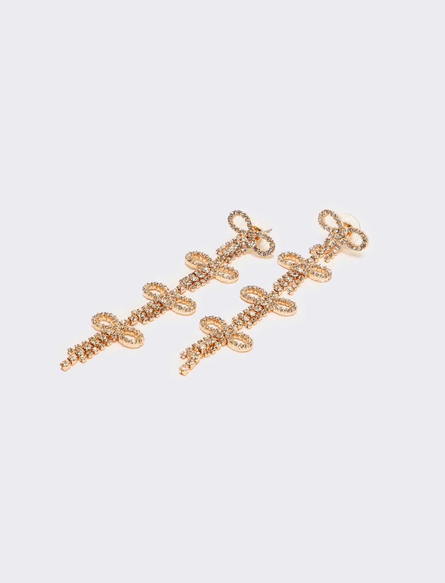 Orecchini fiocchi in strass - Oro rosa