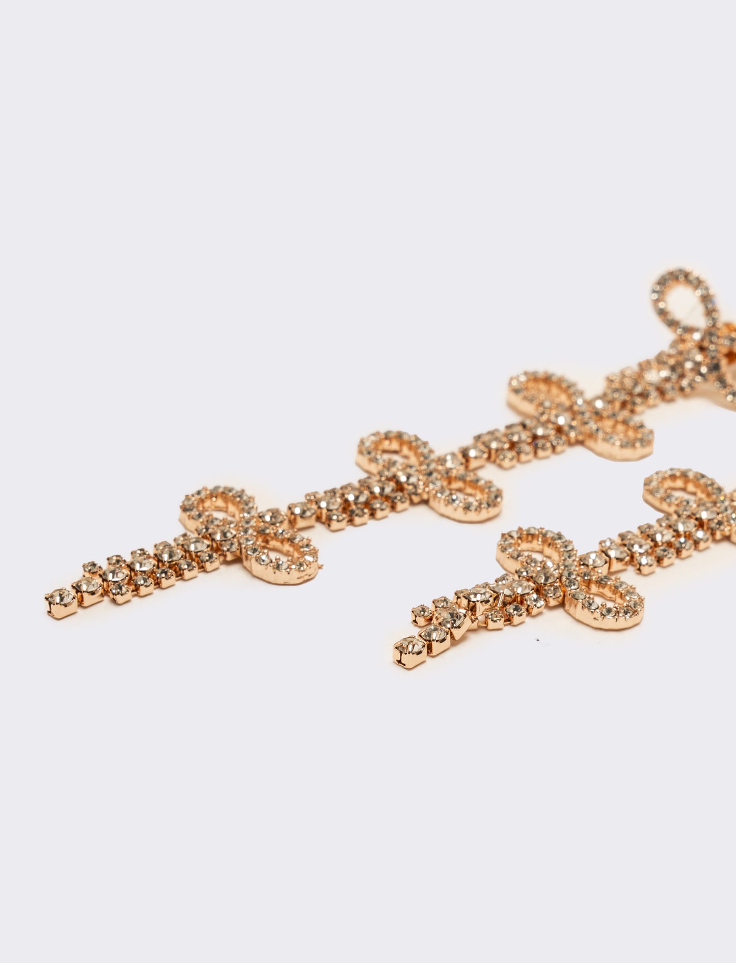 Orecchini fiocchi in strass - Oro rosa
