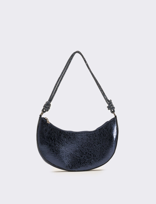 Borsa mezzaluna laminata rigida - Blu