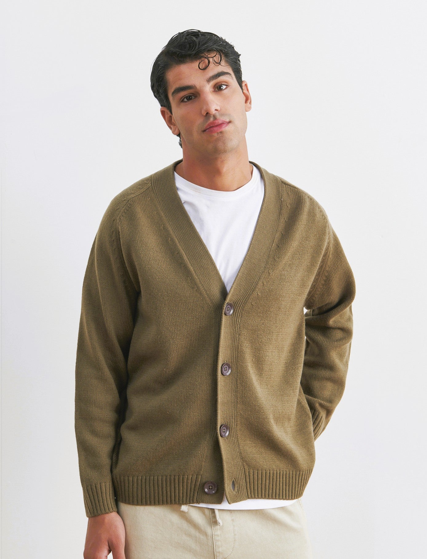 Maglia modello cardigan - Grigio fango