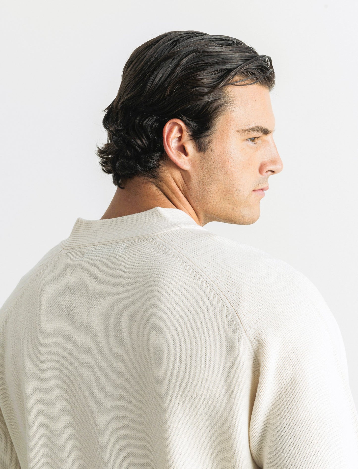 Maglia modello cardigan - Beige ecru