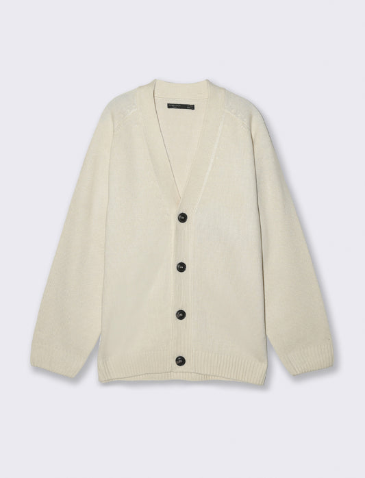 Maglia modello cardigan - Beige ecru