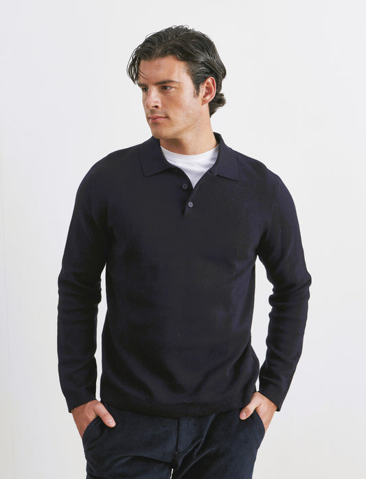 MAGLIA IN COTONE MODELLO POLO - Blu