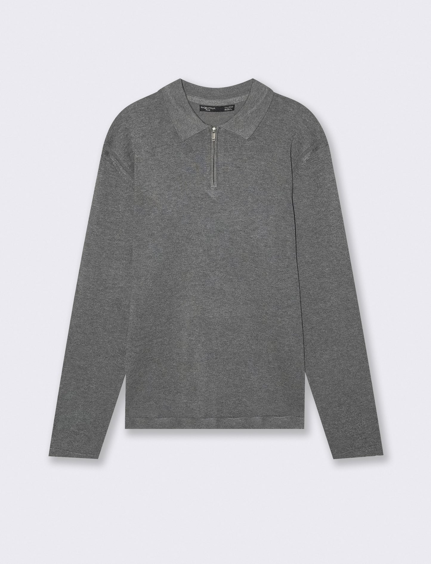 MAGLIA  MODELLO POLO CON CERNIERA - Grigio mel.