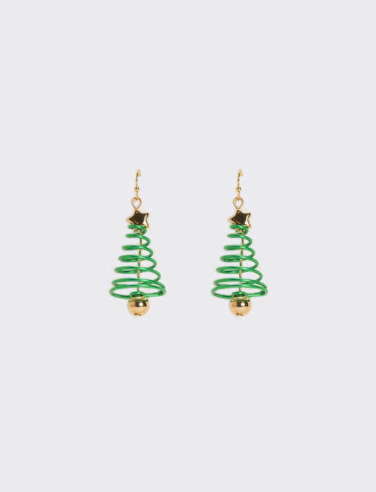 Orecchini donna albero natale spirale - Verde
