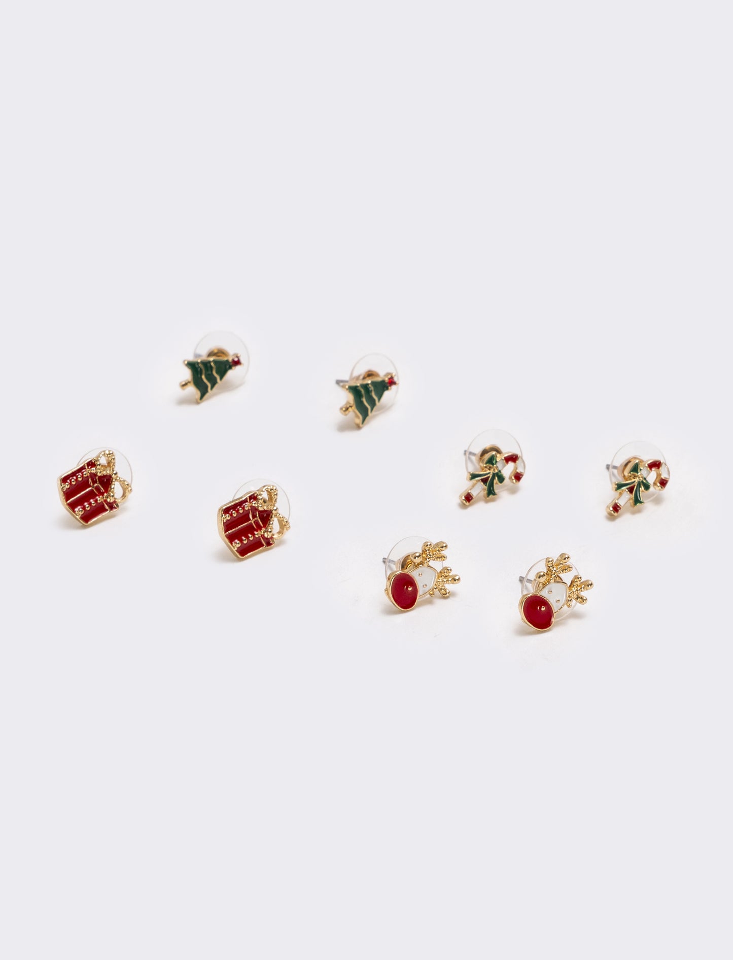 Orecchini donna 4 paia card natale - Oro