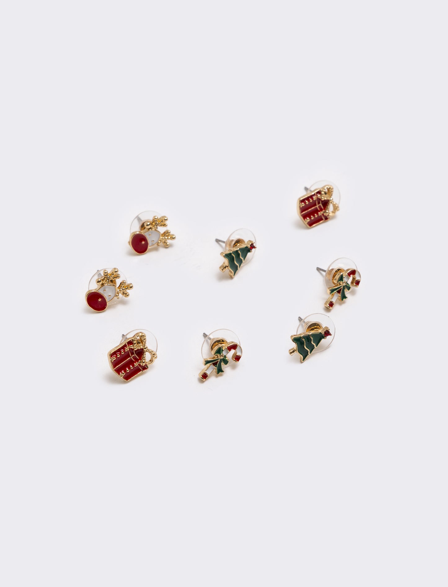 Orecchini donna 4 paia card natale - Oro