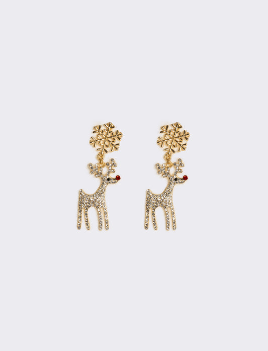 Orecchini donna natale renna ed albero - Oro