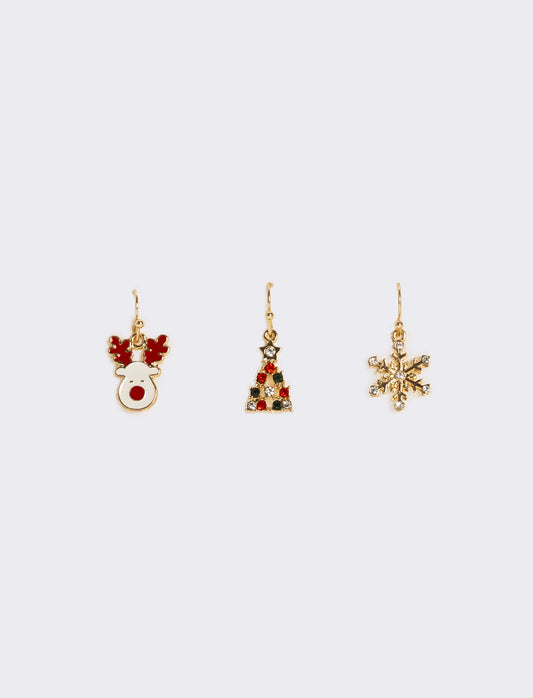 Orecchini donna card 3 paia natale - Multicolore