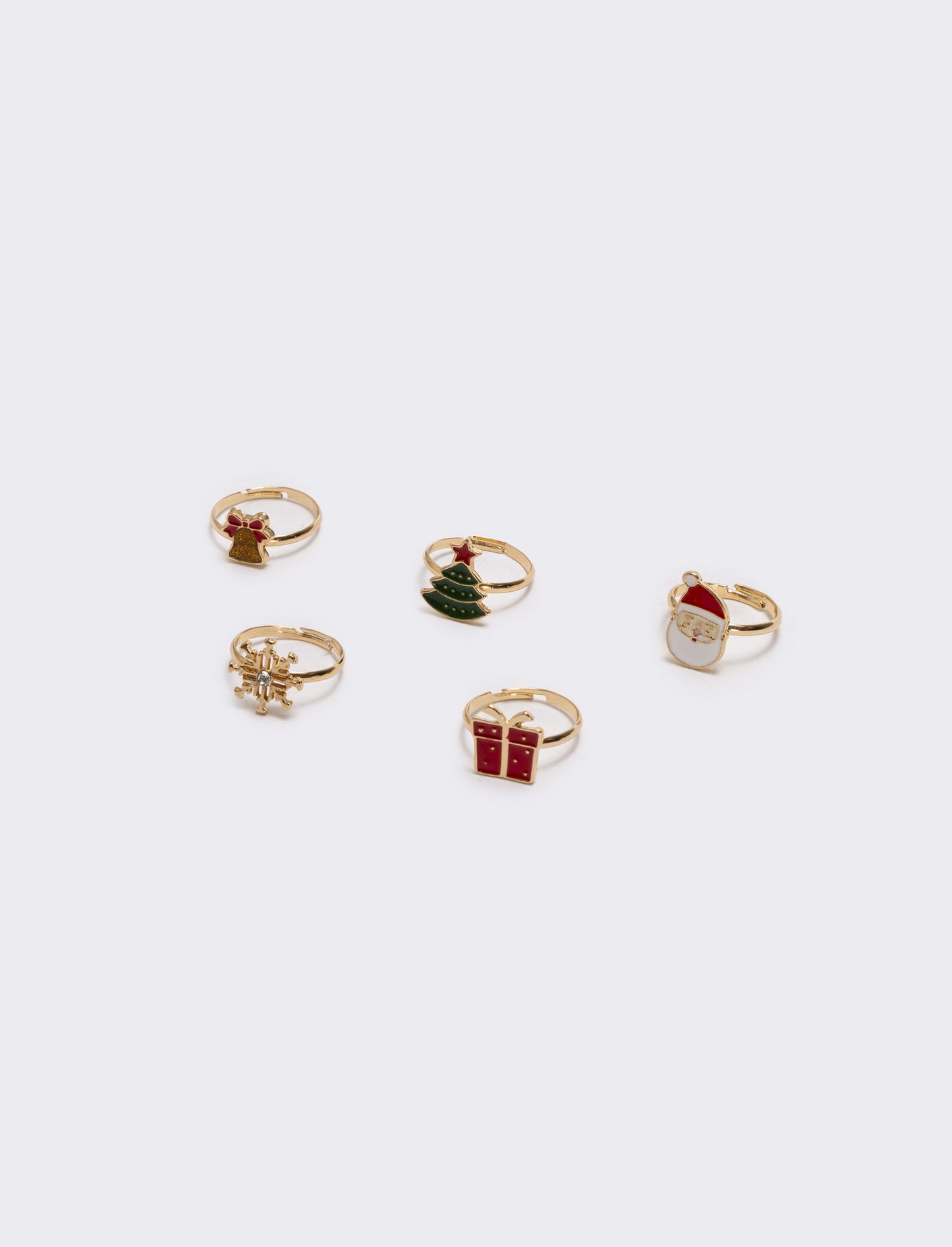 Anelli donna 5 pezzi soggetti natale - Rosso