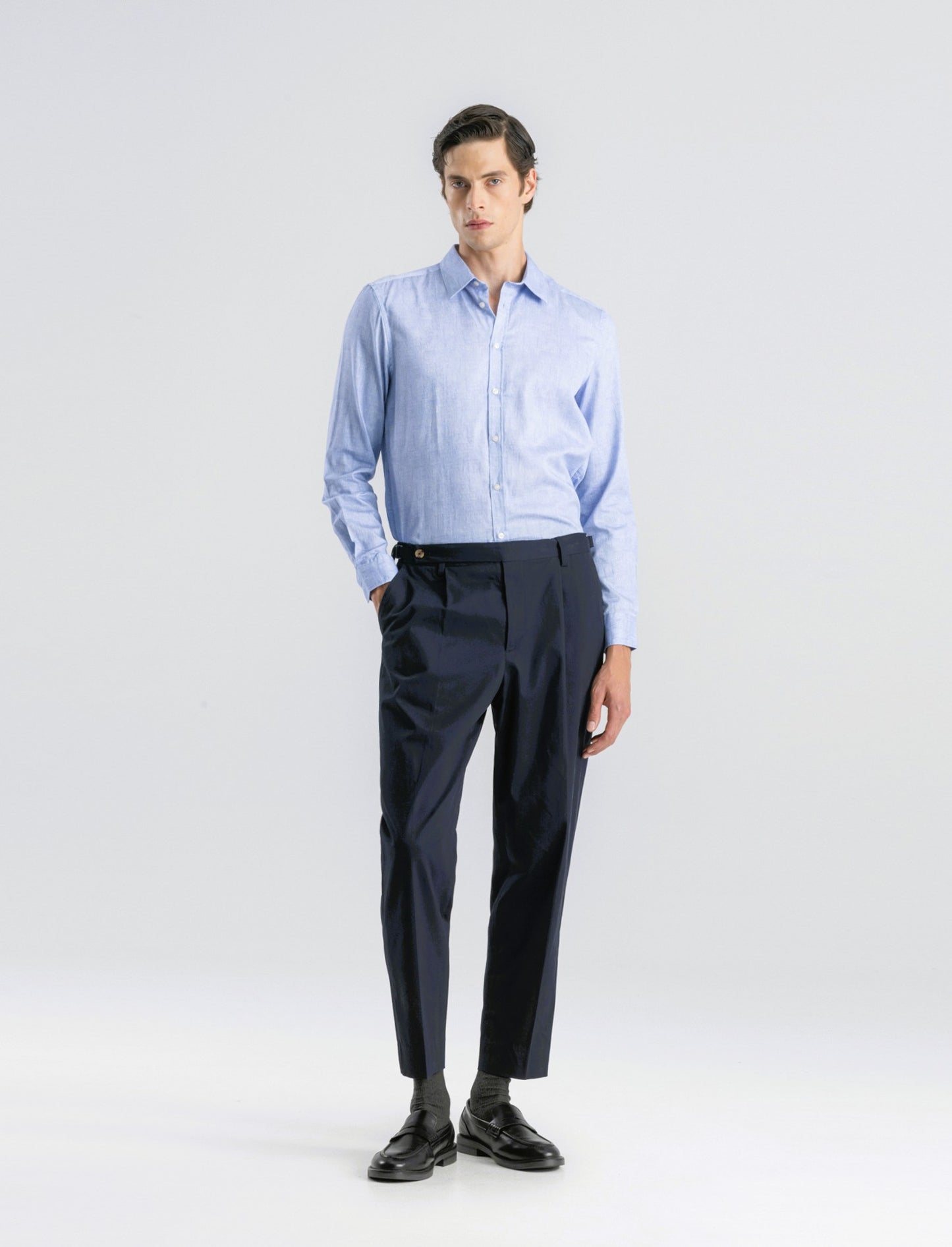 PANTALONI CHINO IN COTONE STRETCH RELAXED EASY PANT FIT - Blu