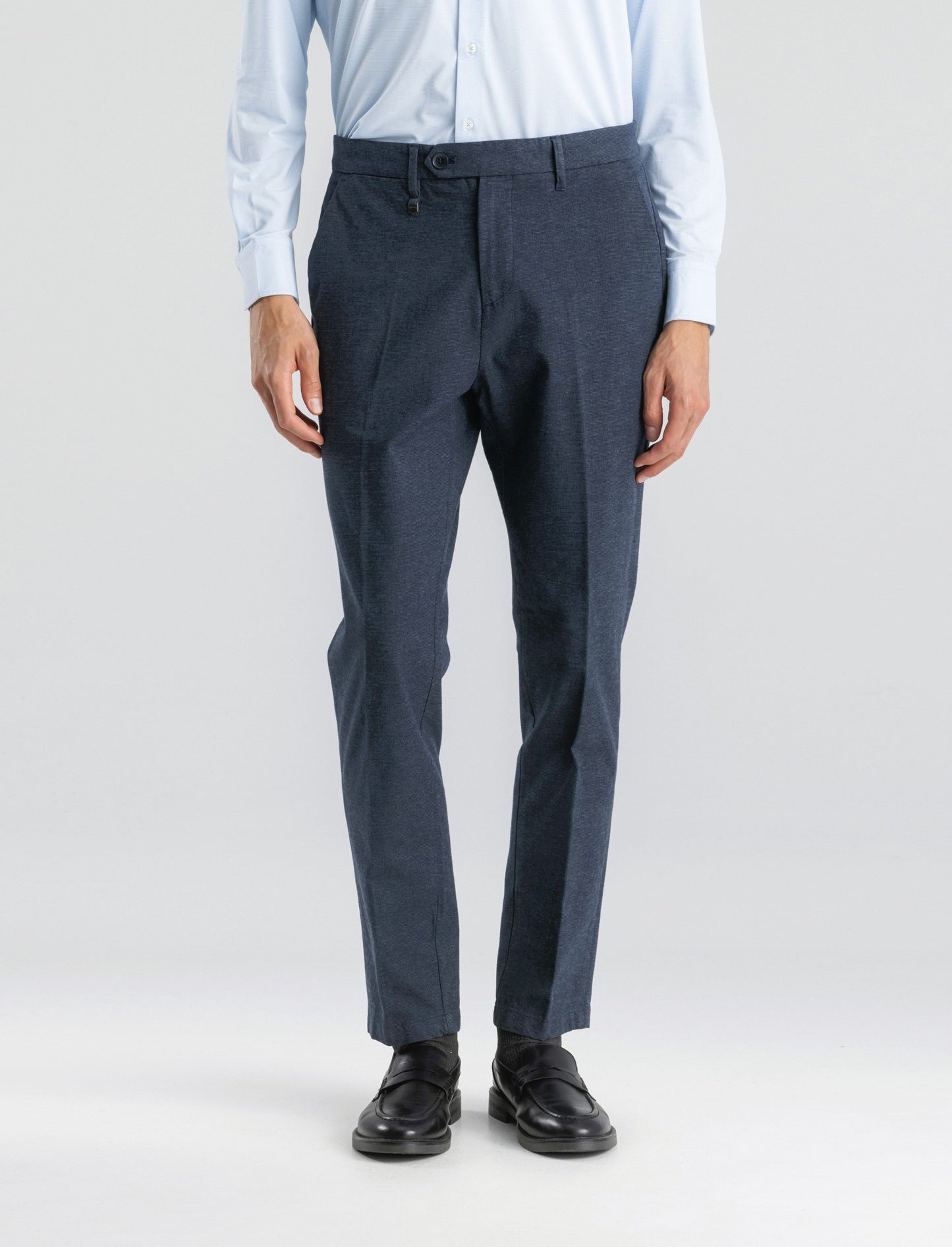 PANTALONI CHINO IN TESSUTO JACQUARD STRETCH - Blu