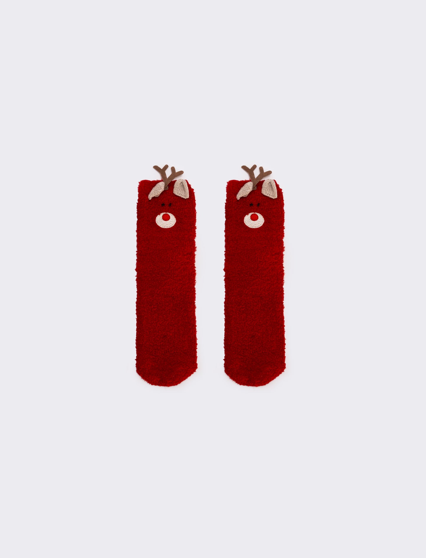 Calzino antiscivolo donna renna - Rosso