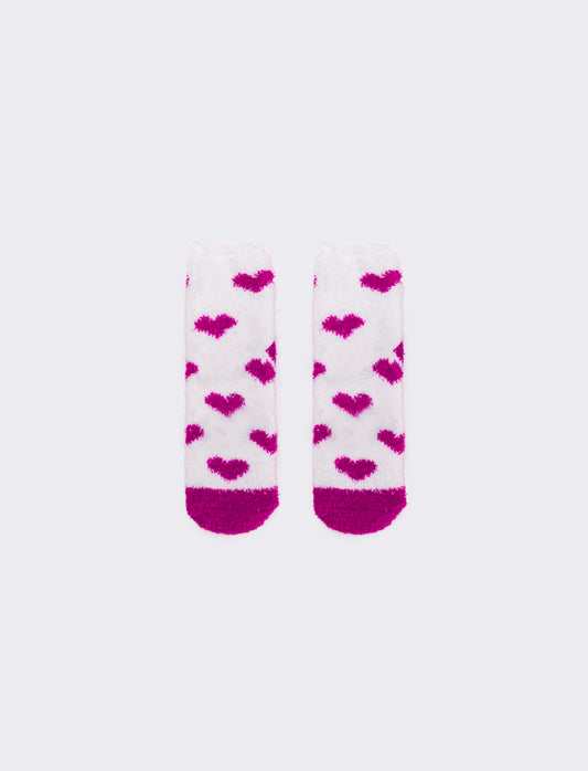Calzino donna antiscivolo cuori - Fuxia