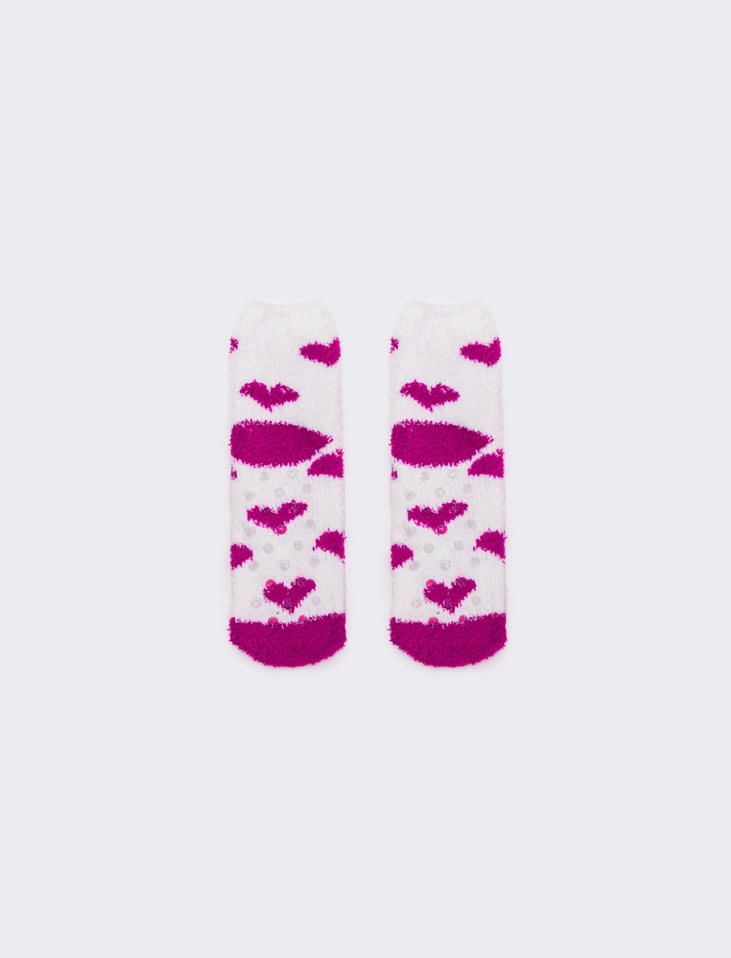 Calzino donna antiscivolo cuori - Fuxia