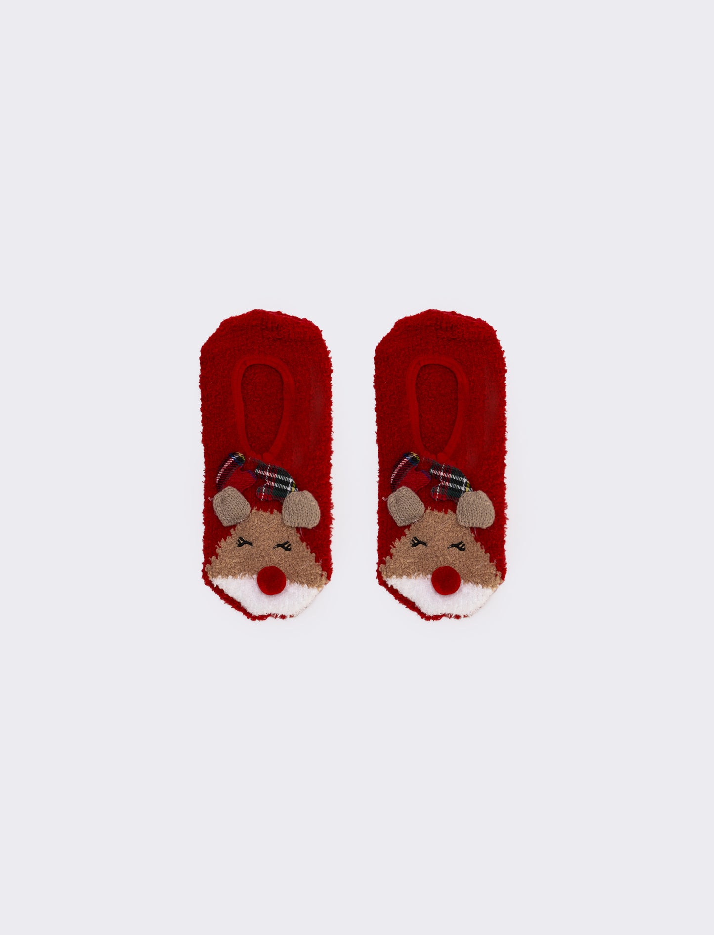 Calzino donna antiscivolo natale renna - Rosso