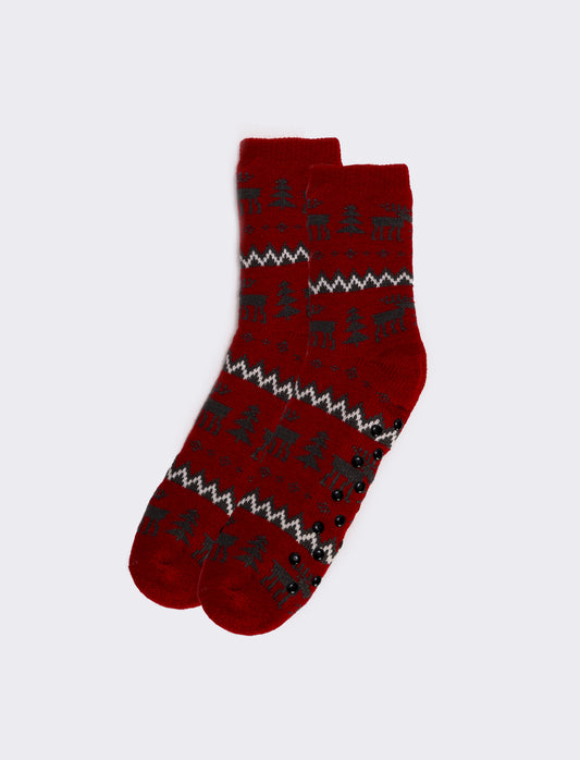 Calzini antiscivolo uomo natale - Rosso