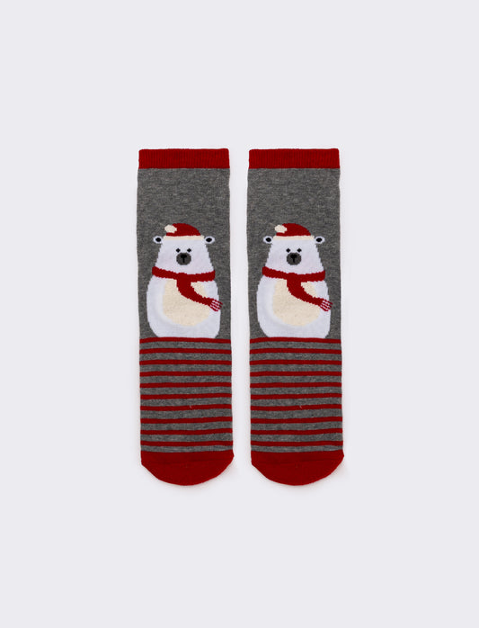 Calzino bambino antiscivolo vari soggetti natale - Grigio