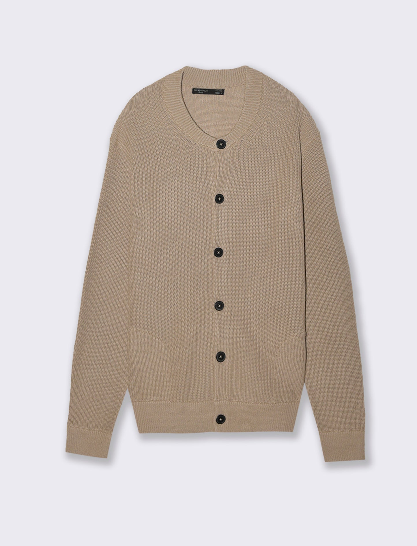 MAGLIA CARDIGAN IN  COTONE A COSTE - Beige