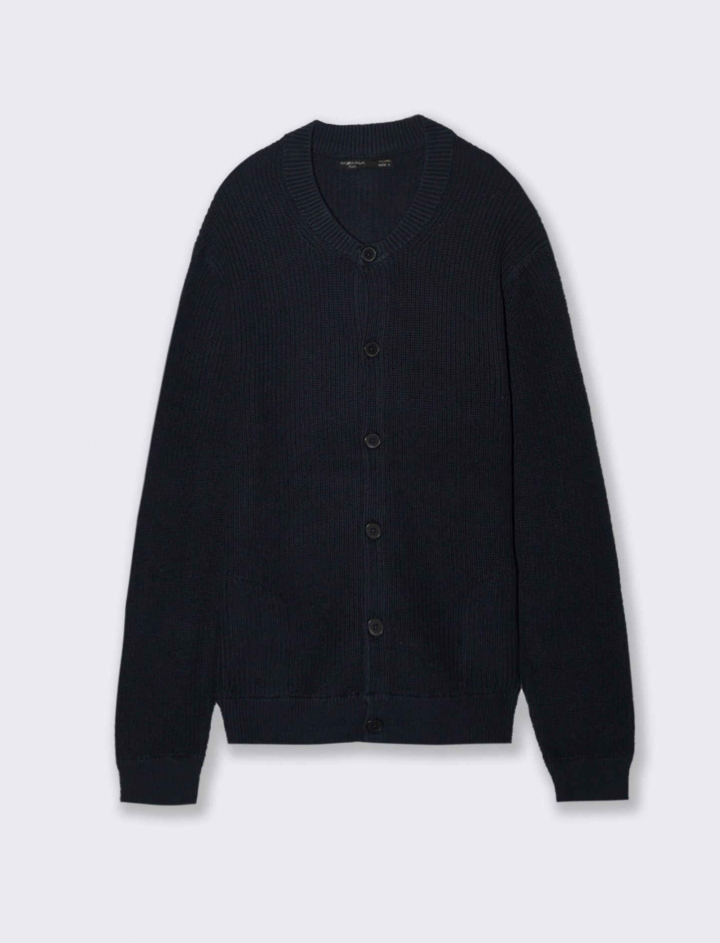 MAGLIA CARDIGAN IN  COTONE A COSTE - Blu