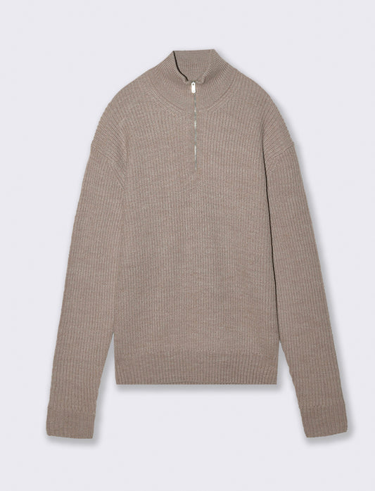 MAGLIA COLLO ALTO E CERNIERA - Beige