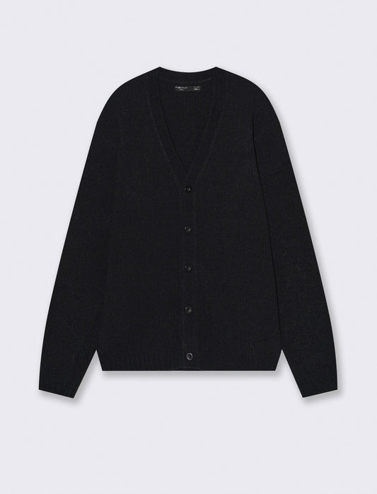 MAGLIA CARDIGAN IN  CINIGLIA A COSTE - Nero