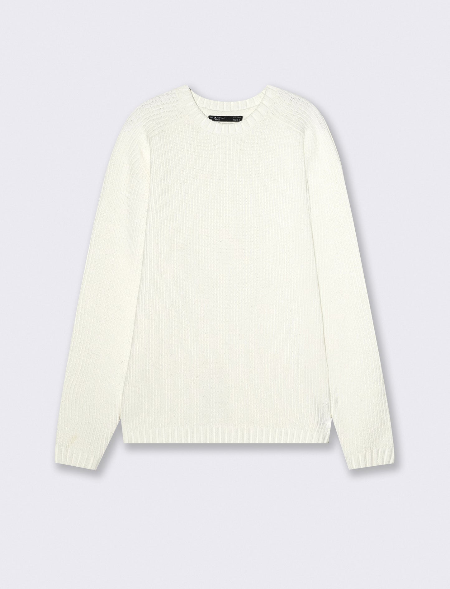 MAGLIA GIROCOLLO IN  CINIGLIA A COSTE - Bianco
