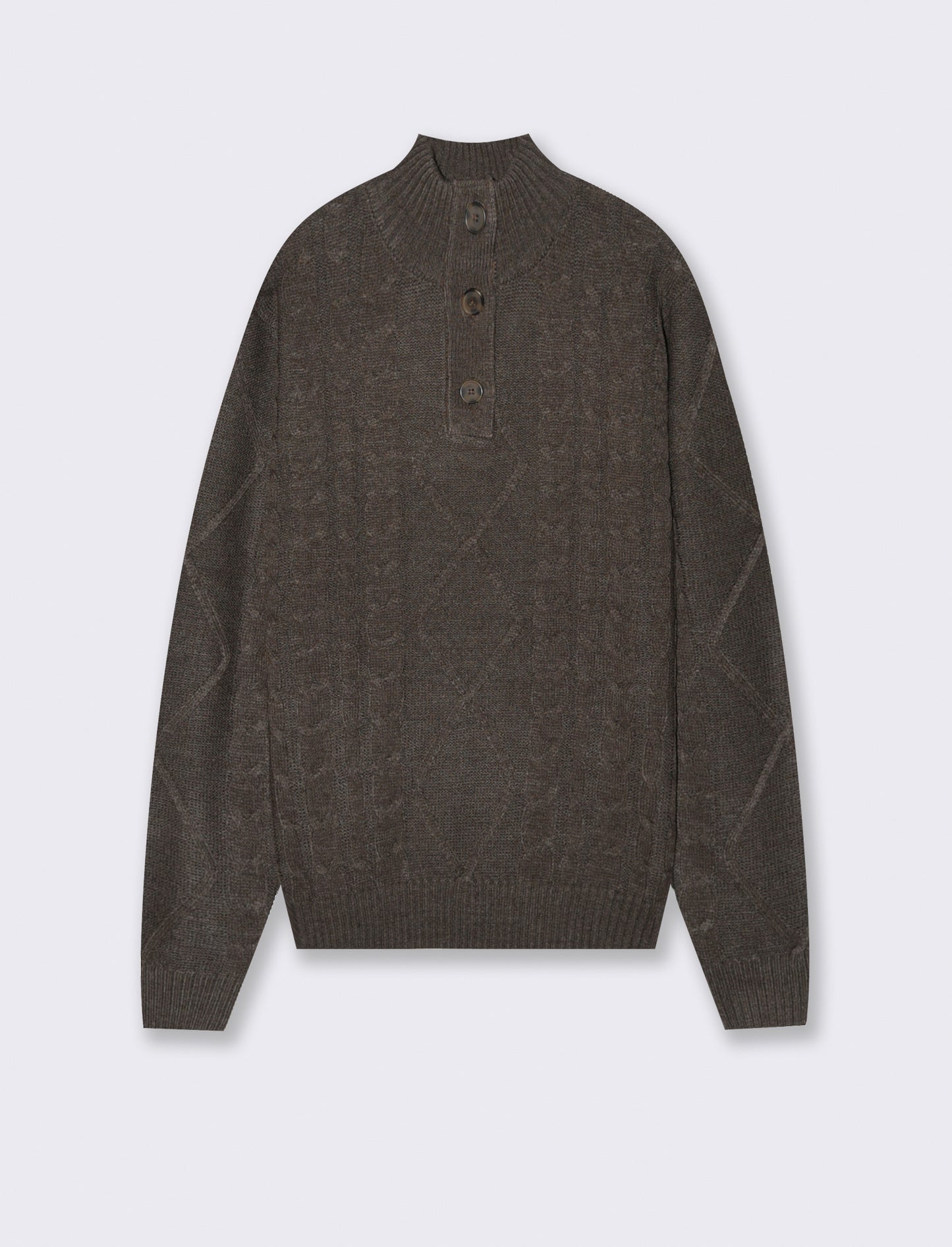 MAGLIA MEZZO COLLO A TRECCE - Moro