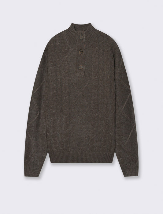 MAGLIA MEZZO COLLO A TRECCE - Moro
