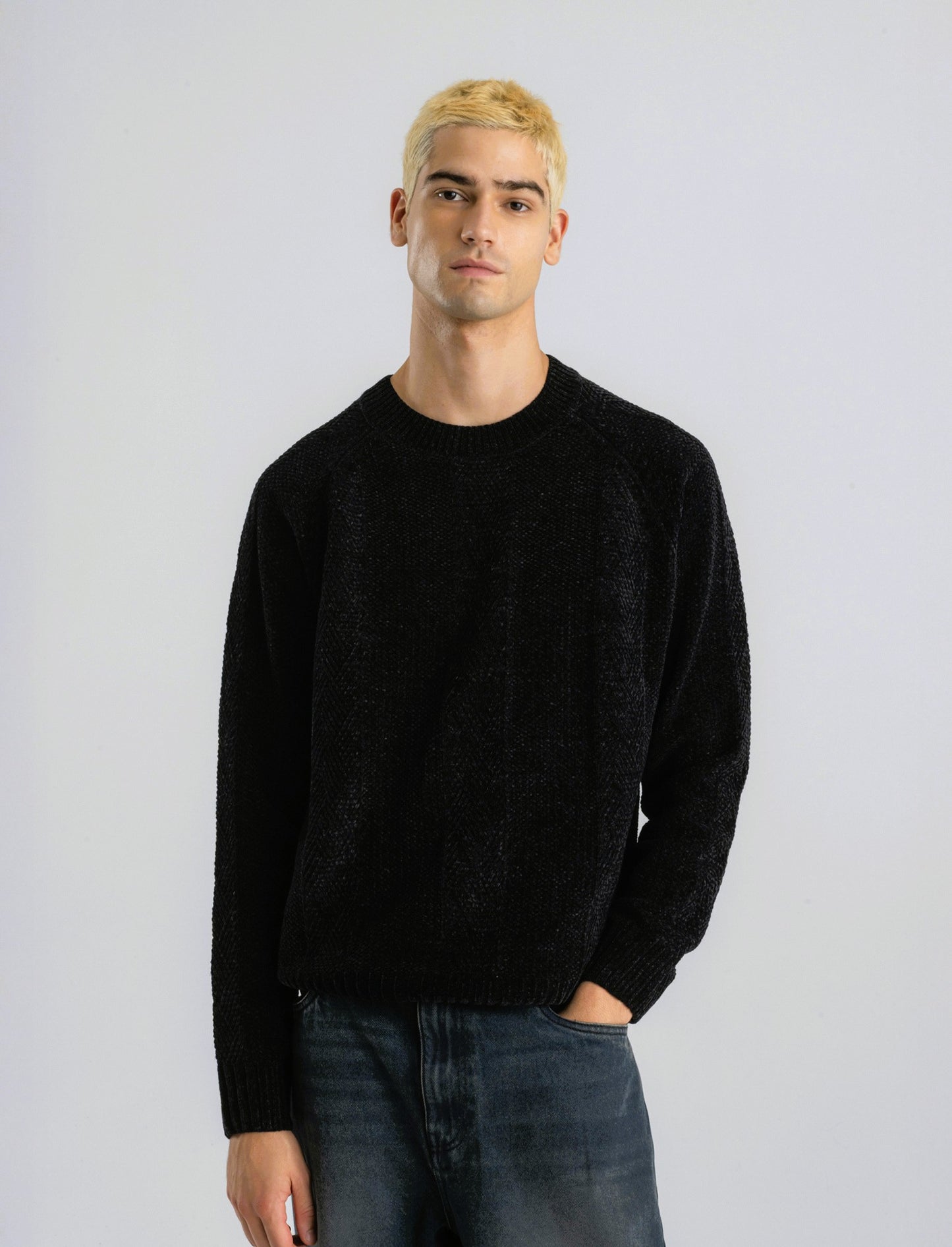MAGLIA JACQUARD IN CINIGLIA - Nero
