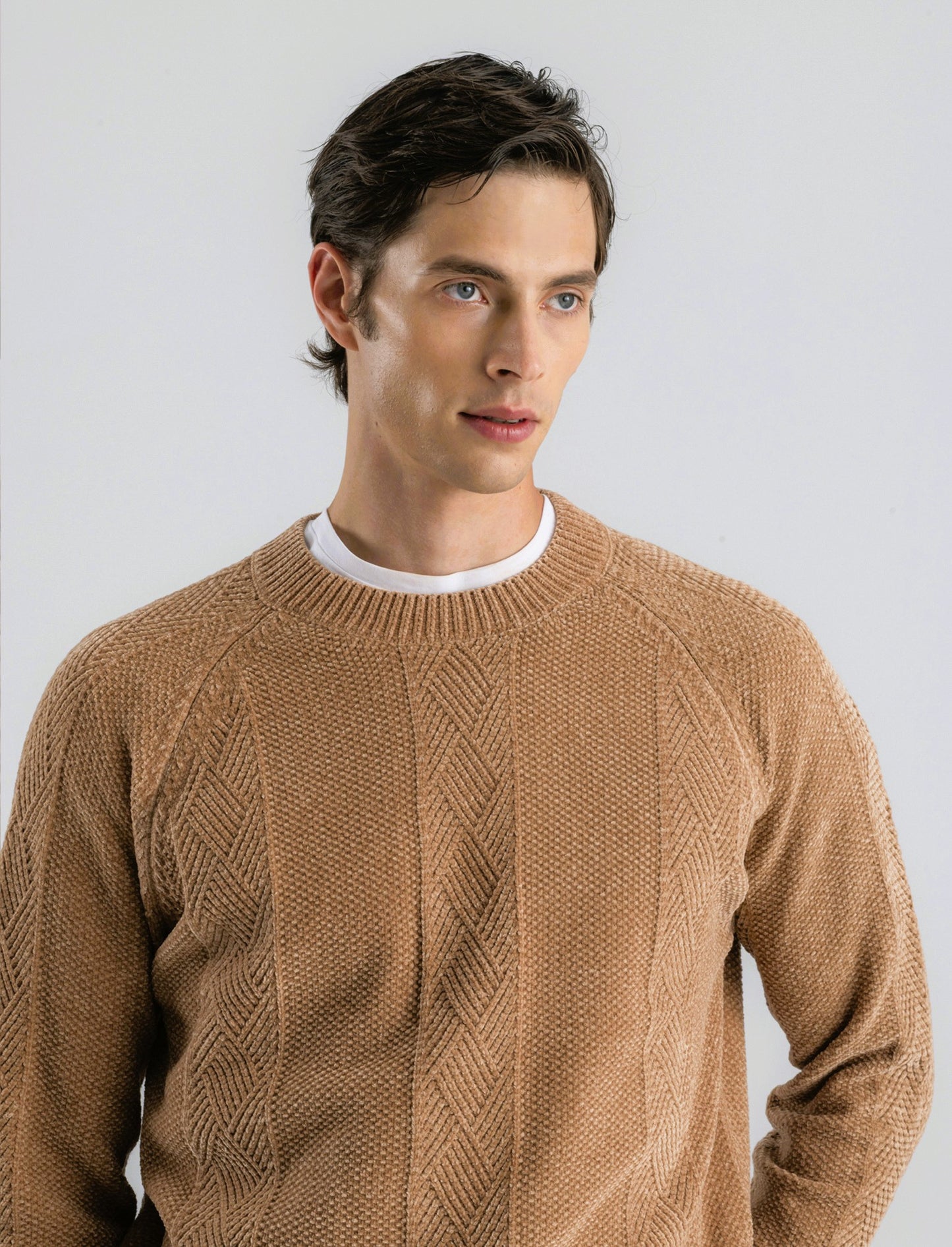 MAGLIA JACQUARD IN CINIGLIA - Cammello