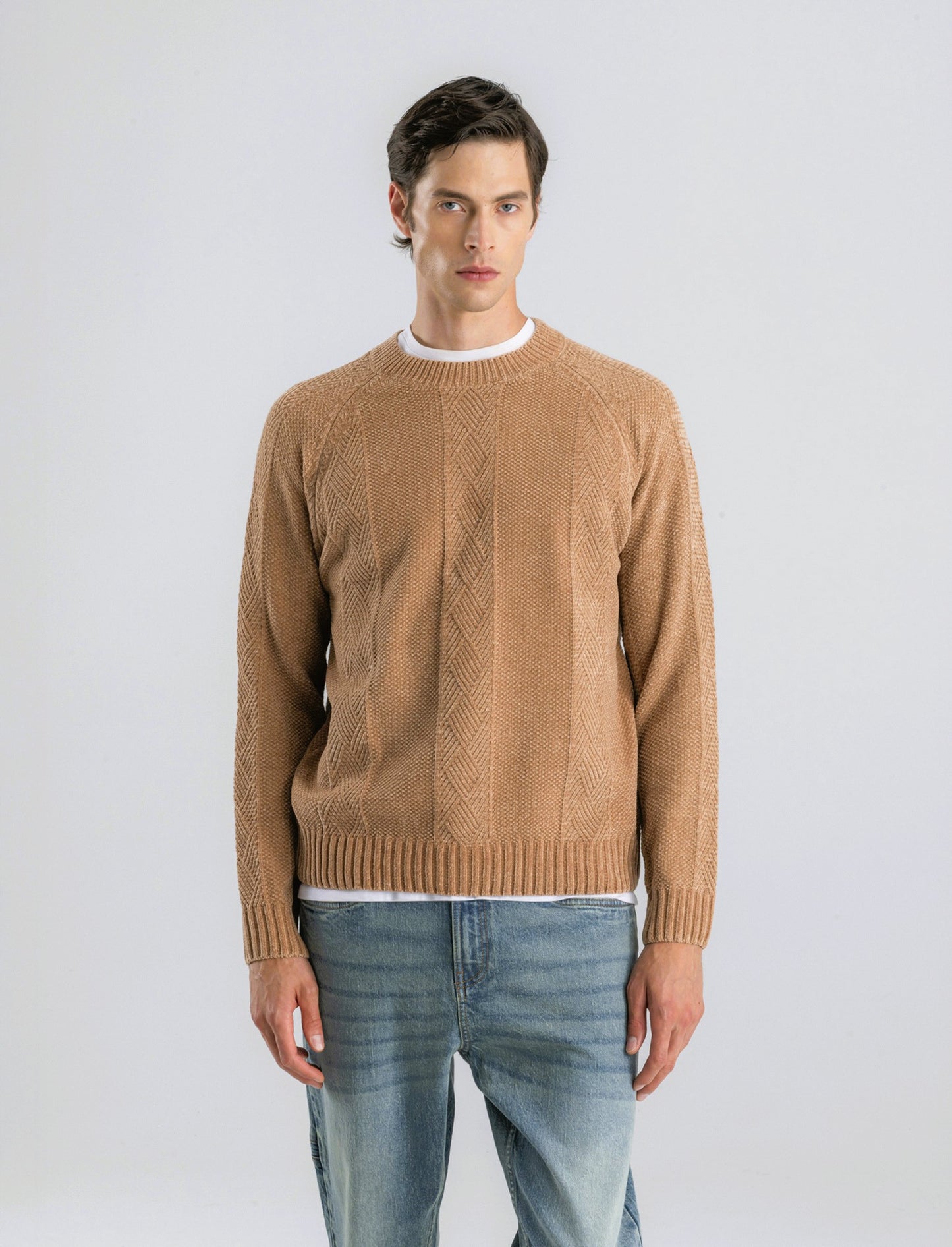 MAGLIA JACQUARD IN CINIGLIA - Cammello