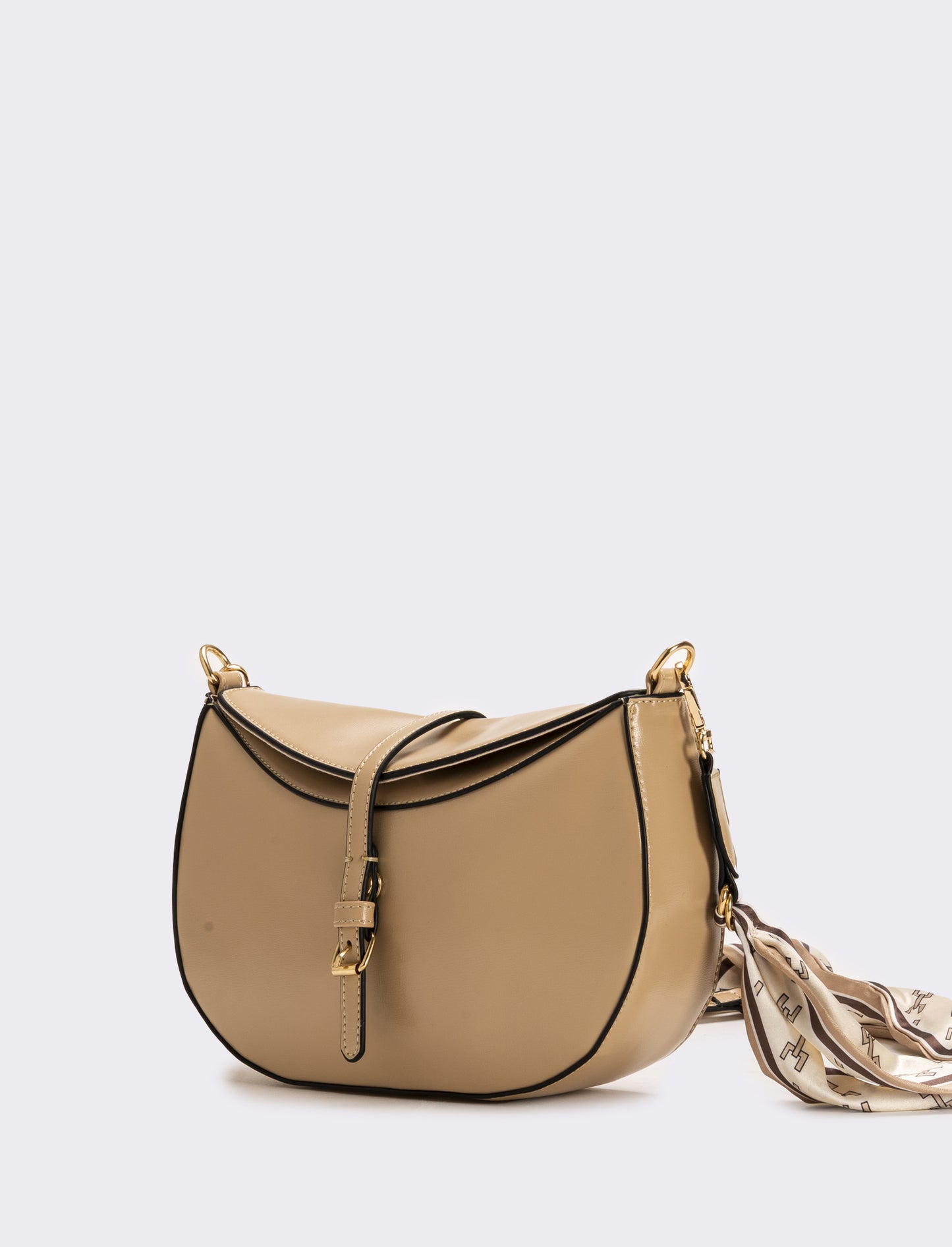 Tracolla donna con foulard varie stampe - Beige