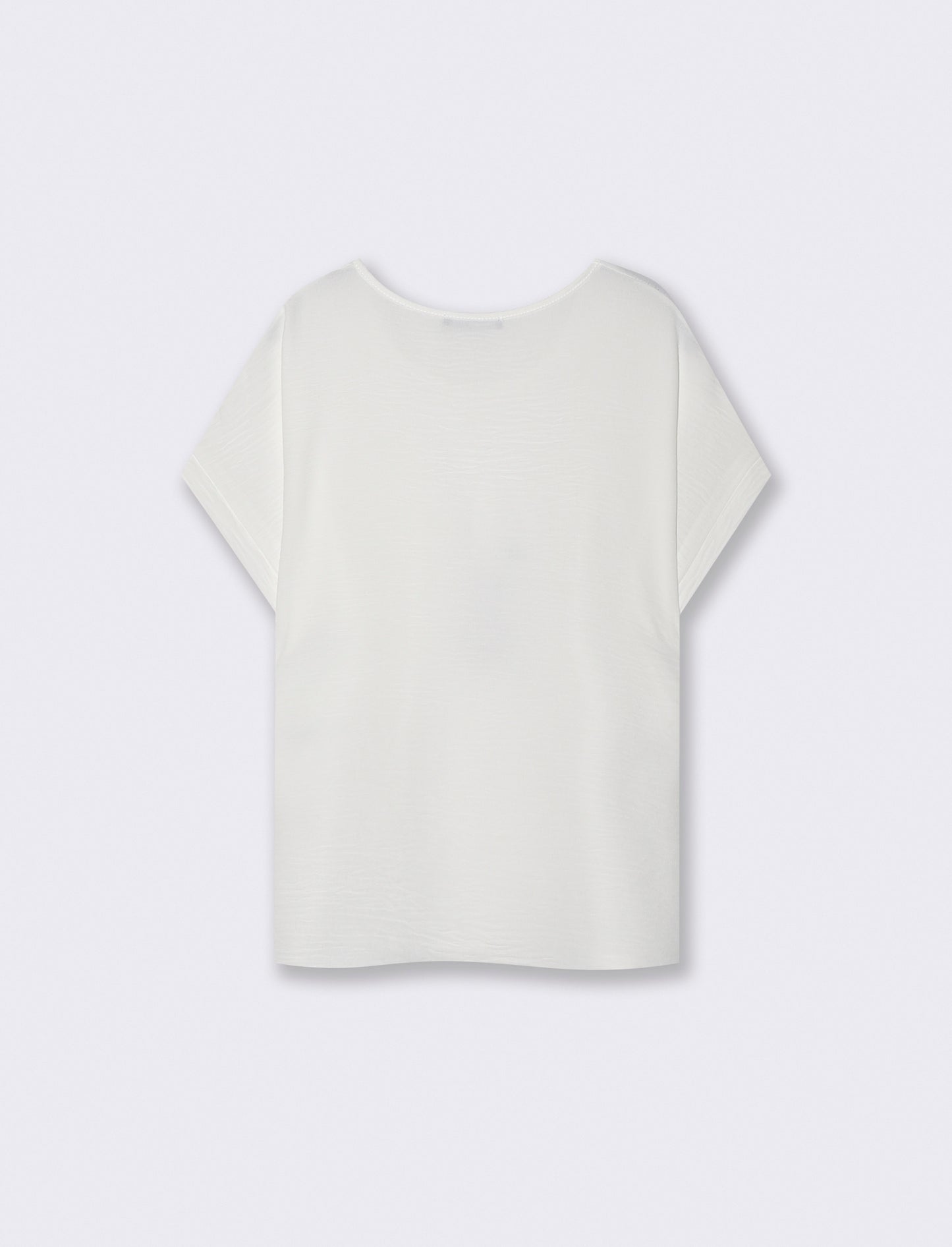 Blusa T con manica e scollo rotondo - Bianco