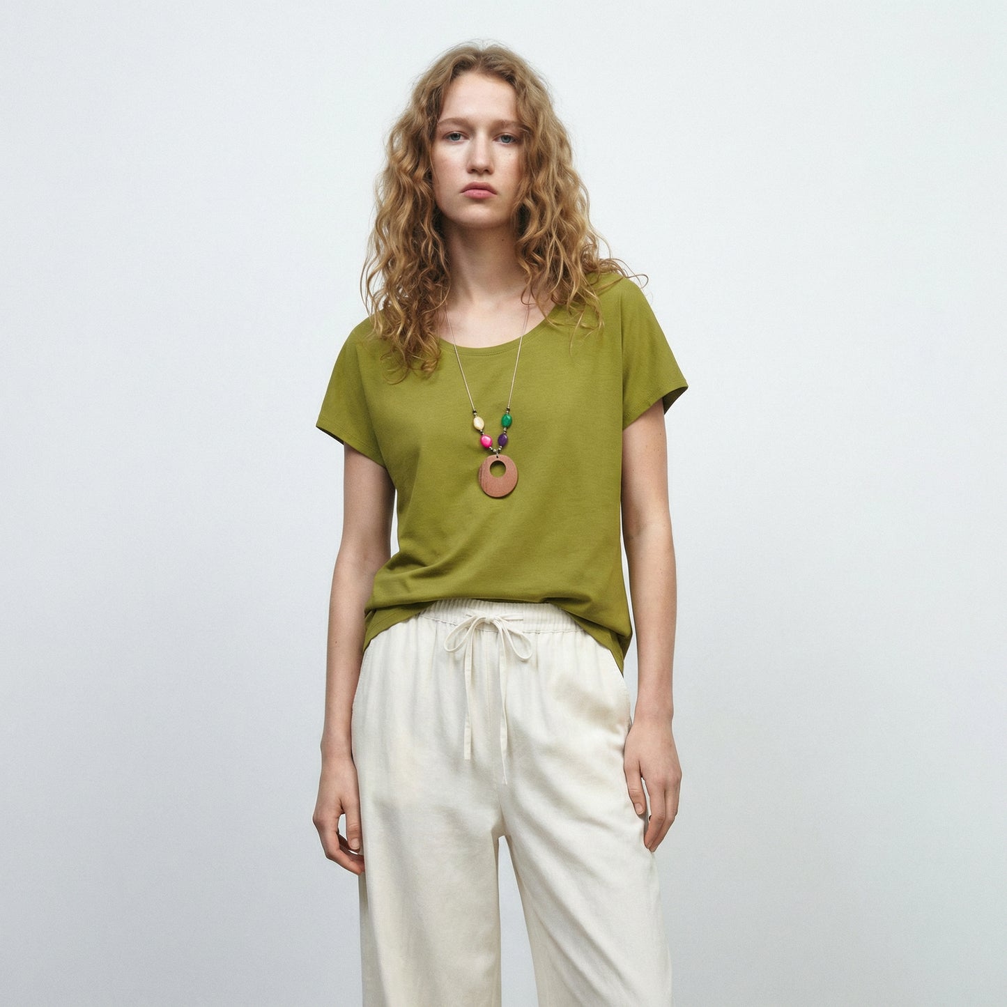 Round neck T-shirt with sleeves - Green