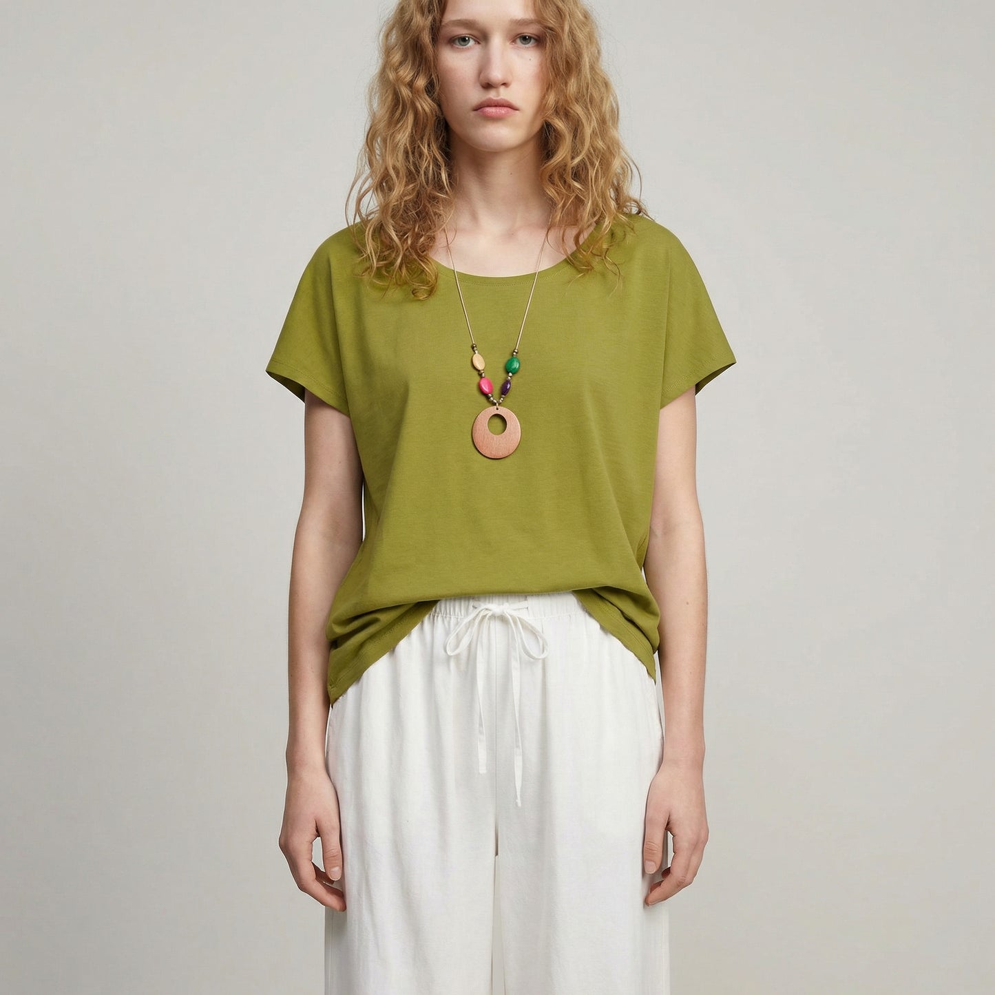 Round neck T-shirt with sleeves - Green