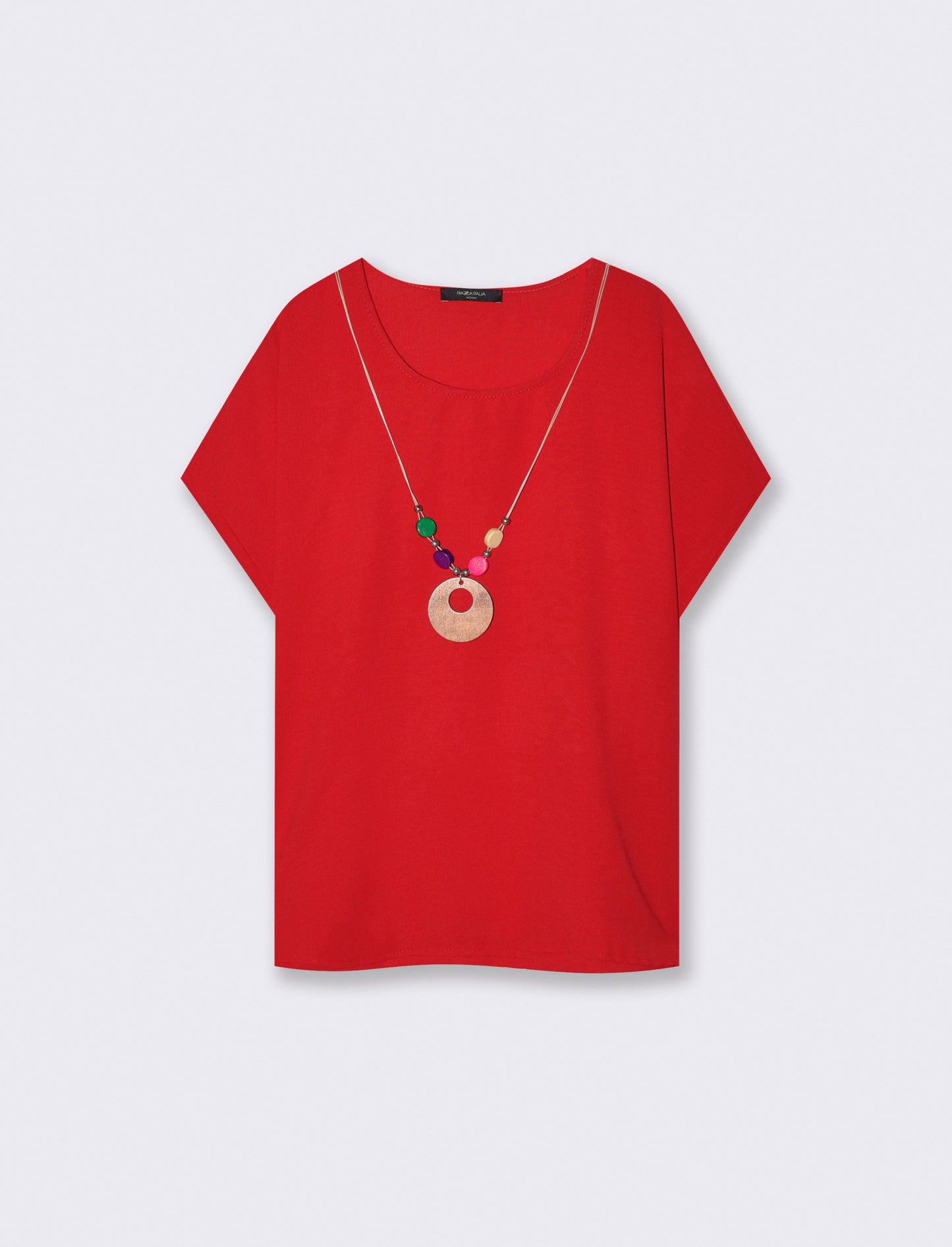 Round neck T-shirt with sleeves - Red