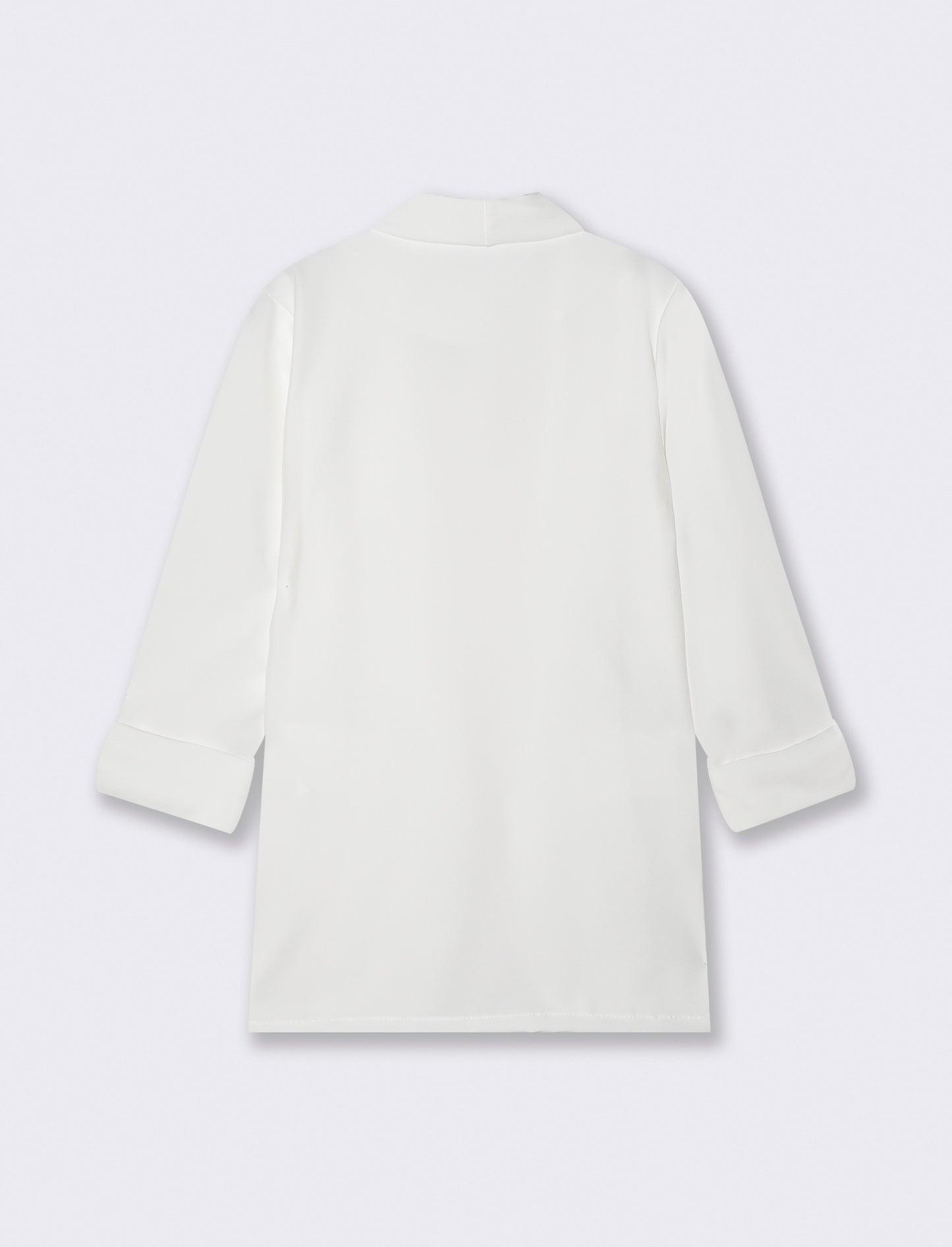 Three-Quarter Sleeve Buttonless Jacket - White