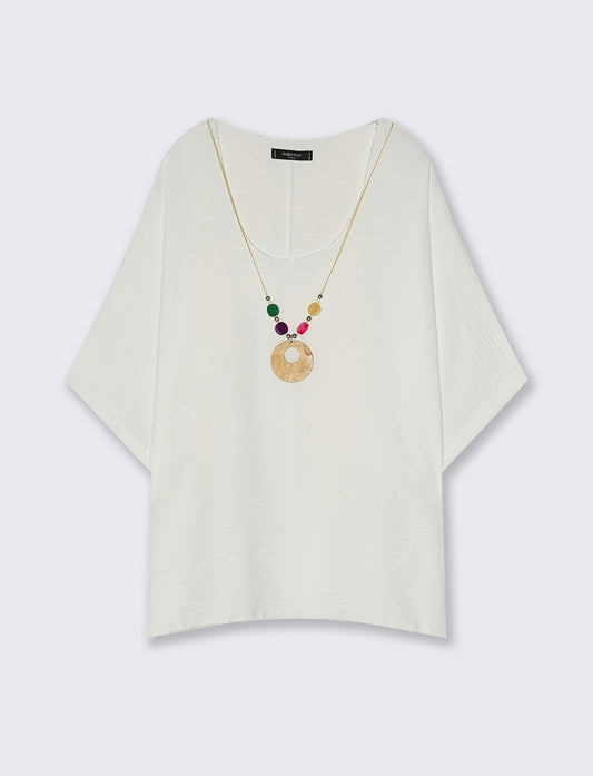 Blusa Vestibilità Ampia e Comoda - Bianco gesso